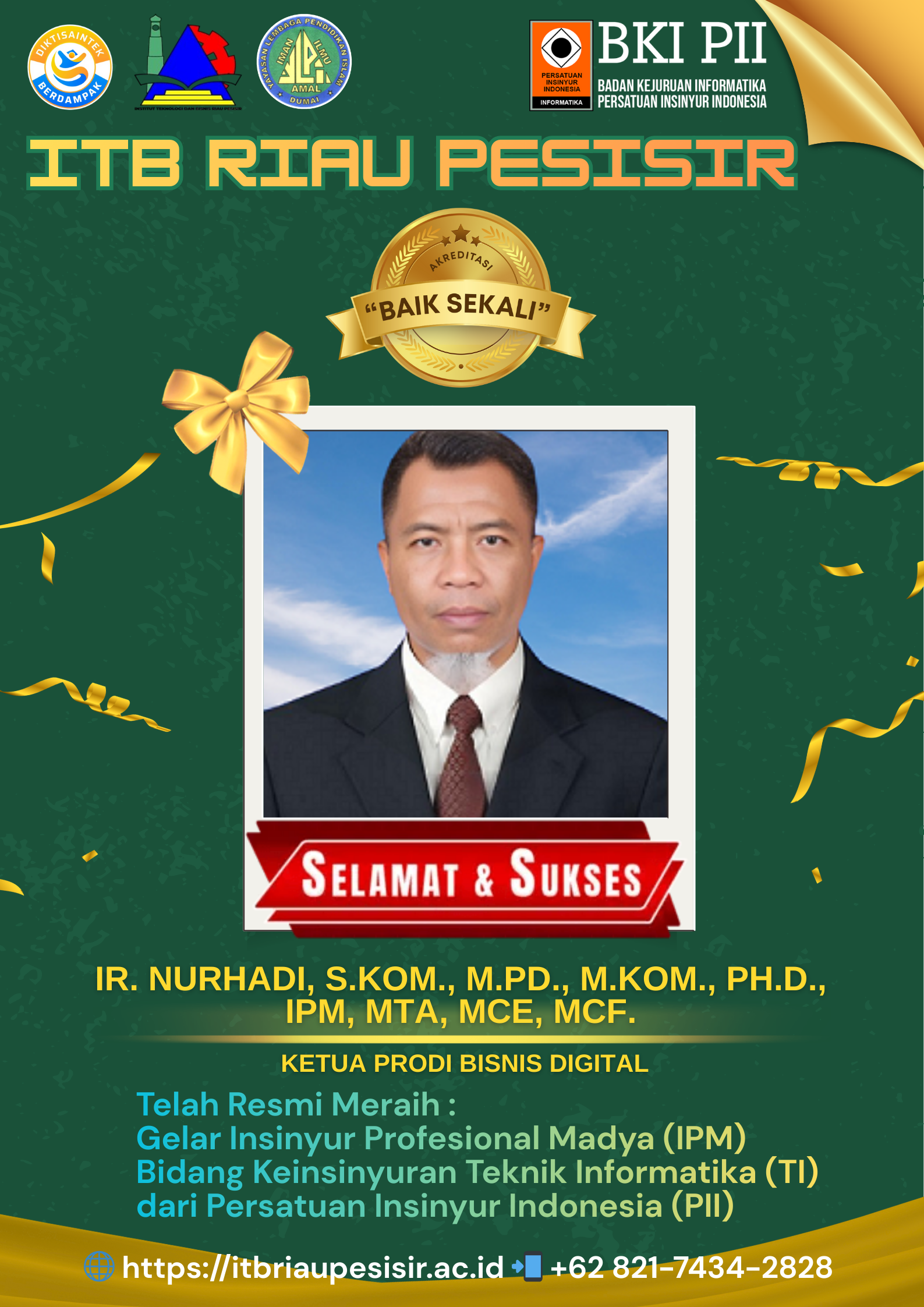 Dosen ITB Riau Pesisir Raih Insinyur Profesional Madya (IPM) dari PII, Perkuat Kompetensi Keinsinyuran Informatika